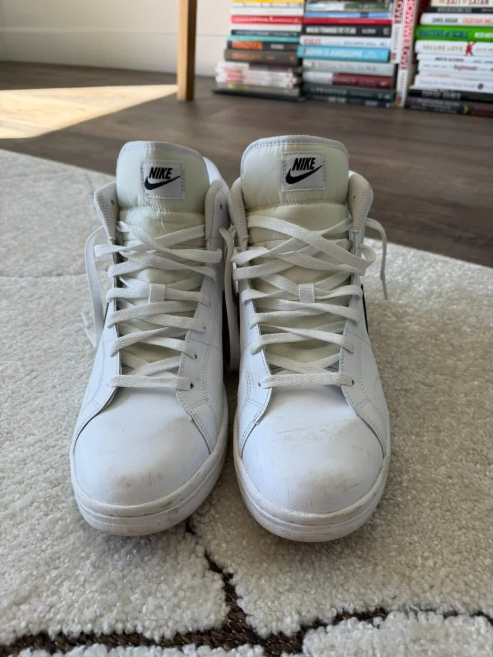 Nike White and Black Mid-Top Athletic Shoes